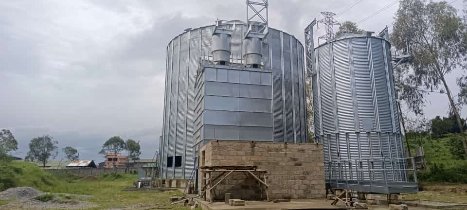 Installed industrial storage silos