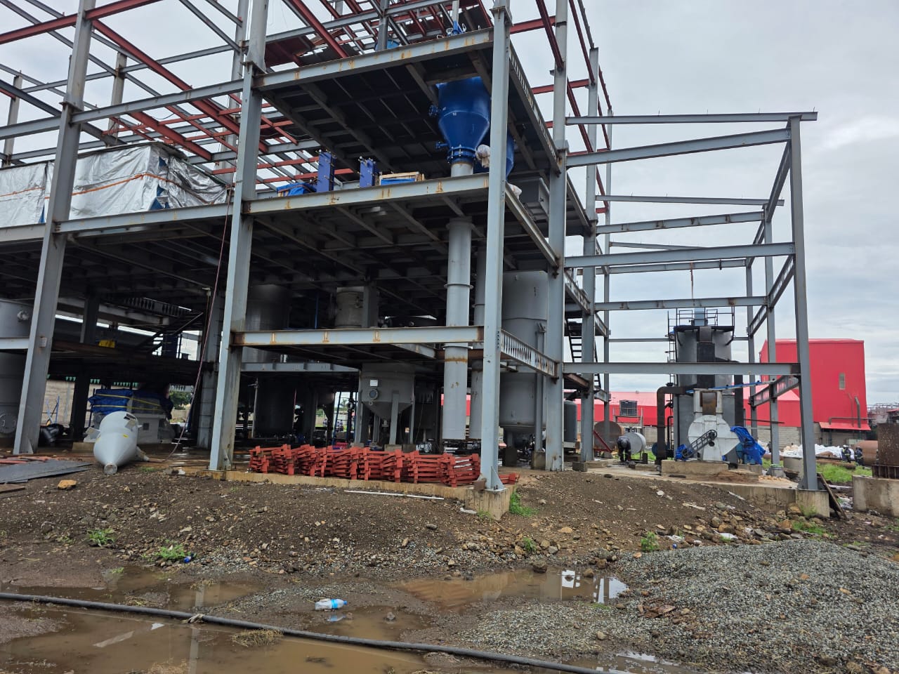 Plant equipment installed within a structural steel frame