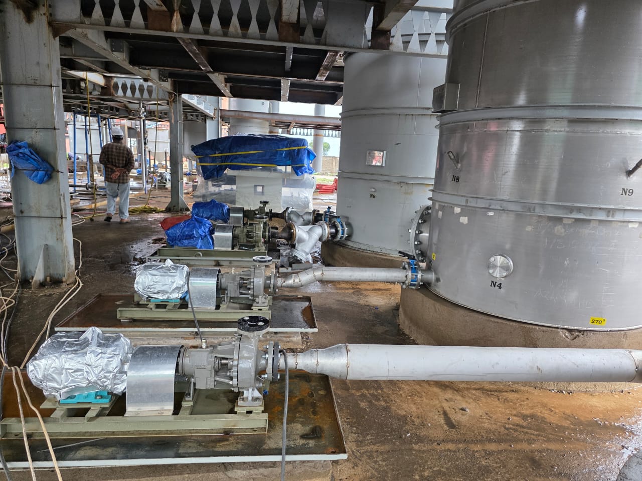 Stainless steel process vessels, pumps and pipework